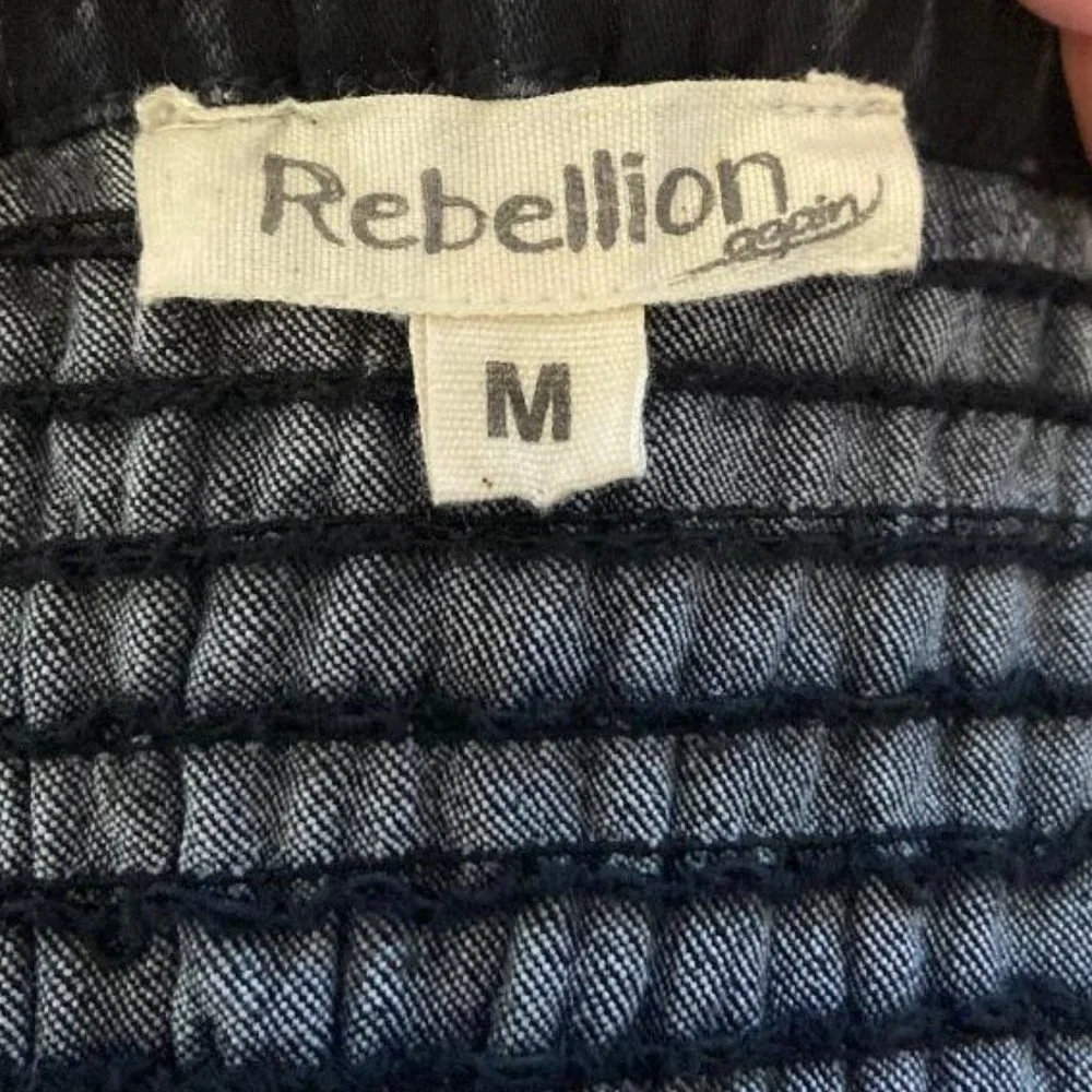 Rebellion Again Black Denim Corset Style Cropped Tank Top, Size Medium - Picture 4 of 5